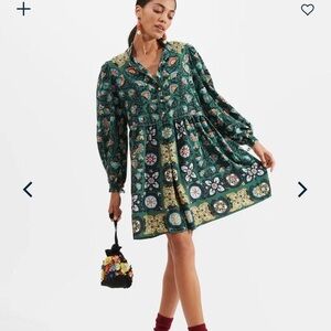 La DoubleJ Suzany Shorty Printed Silk Crepe De Chine Mini Dress EUC